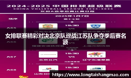 女排联赛精彩对决北京队迎战江苏队争夺季后赛名额